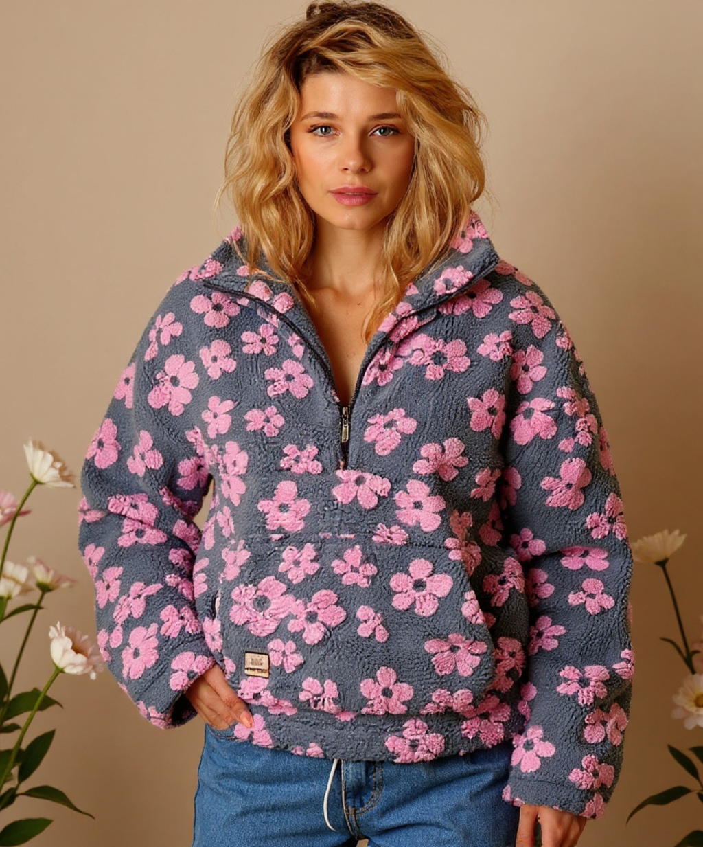 Flora | Blommig Teddytröja