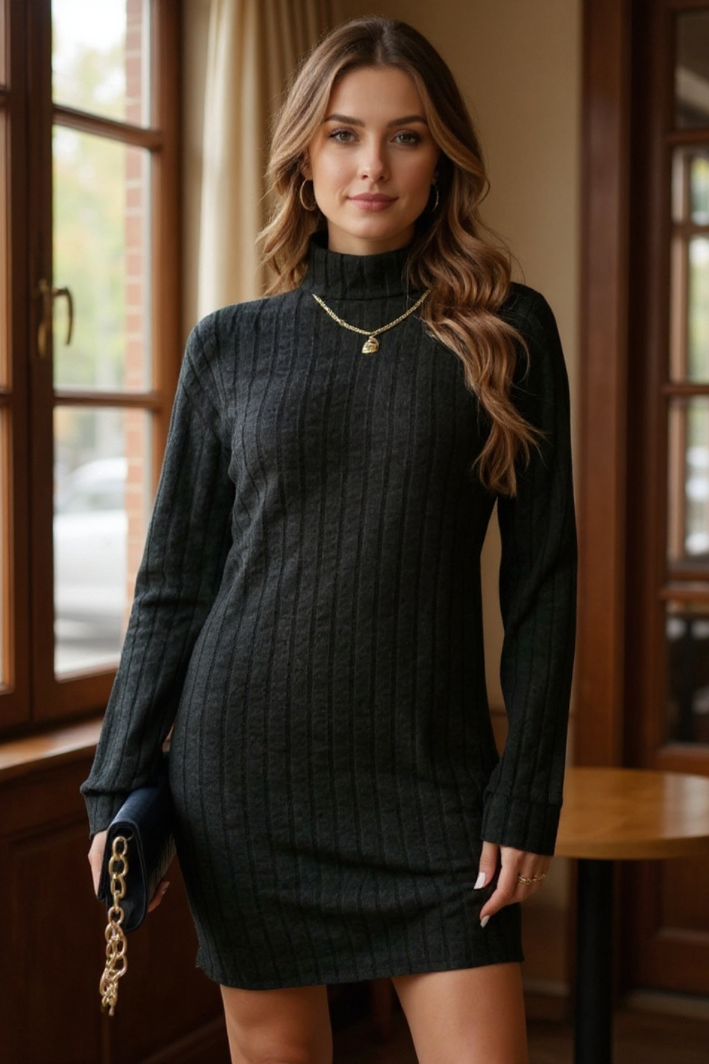 AMELIA | Mjuk ribbad klänning