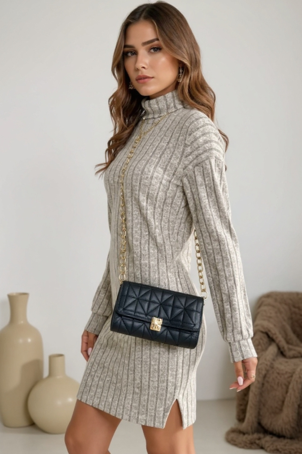 AMELIA | Mjuk ribbad klänning