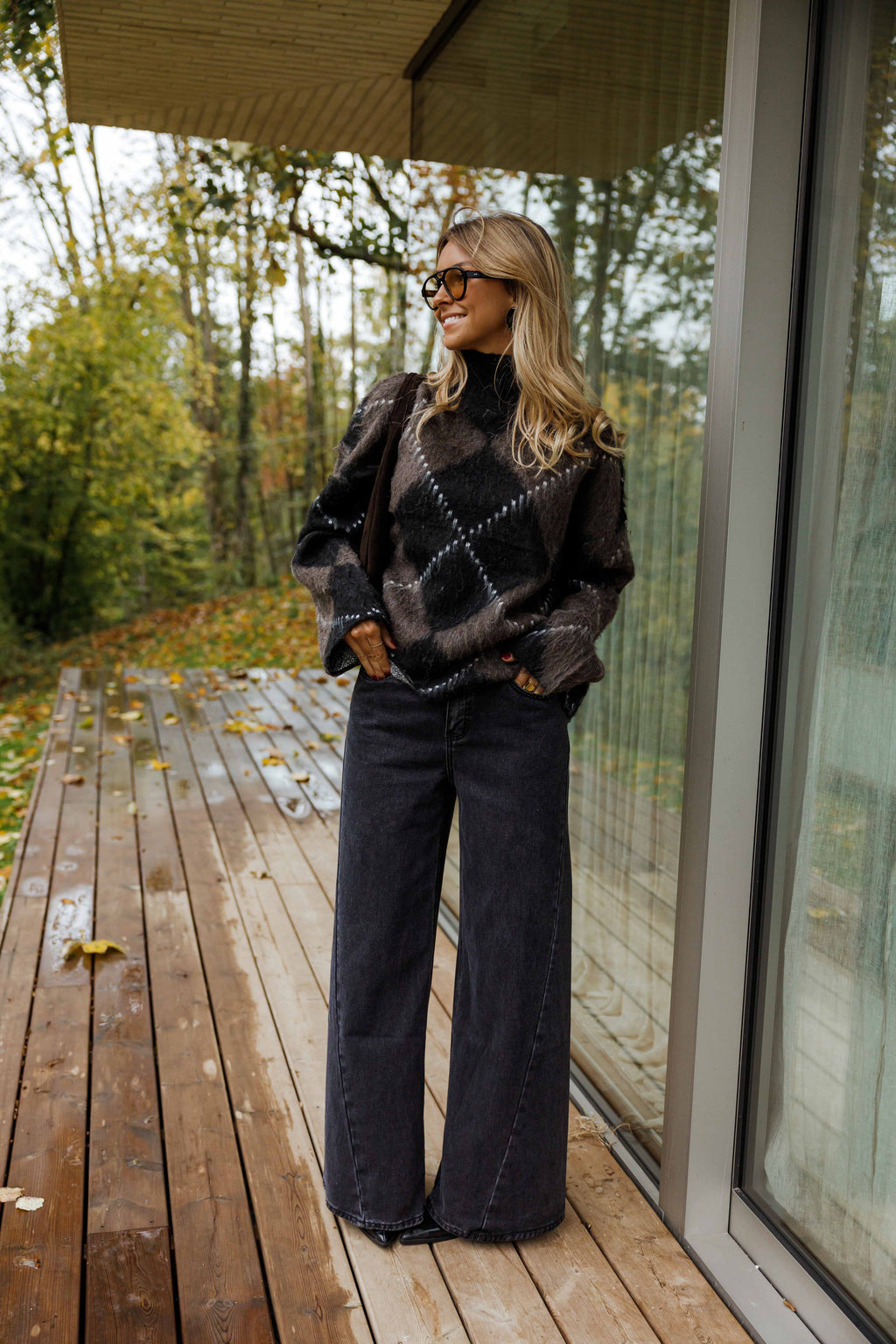 Molly | Rutig stickad tröja