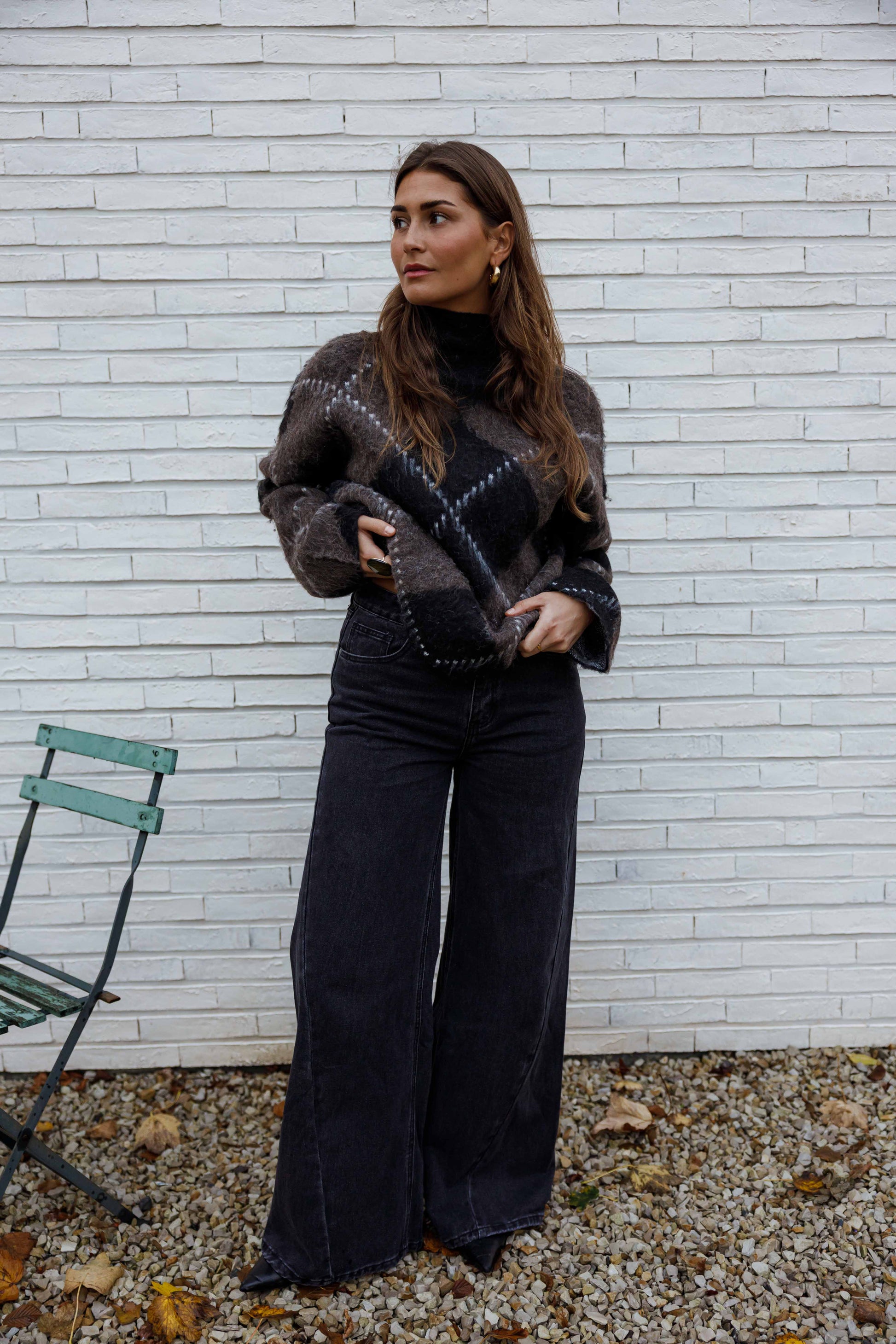 Molly | Rutig stickad tröja