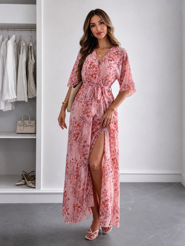 Ella | Roséblommande Maxiklänning